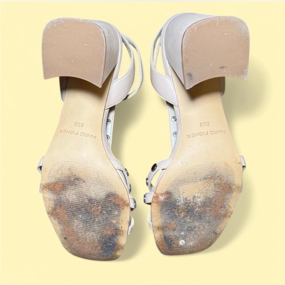 Marc Fisher Quilon Nude and Silver Studded Block Heeled Sandals - Picture 6 of 7